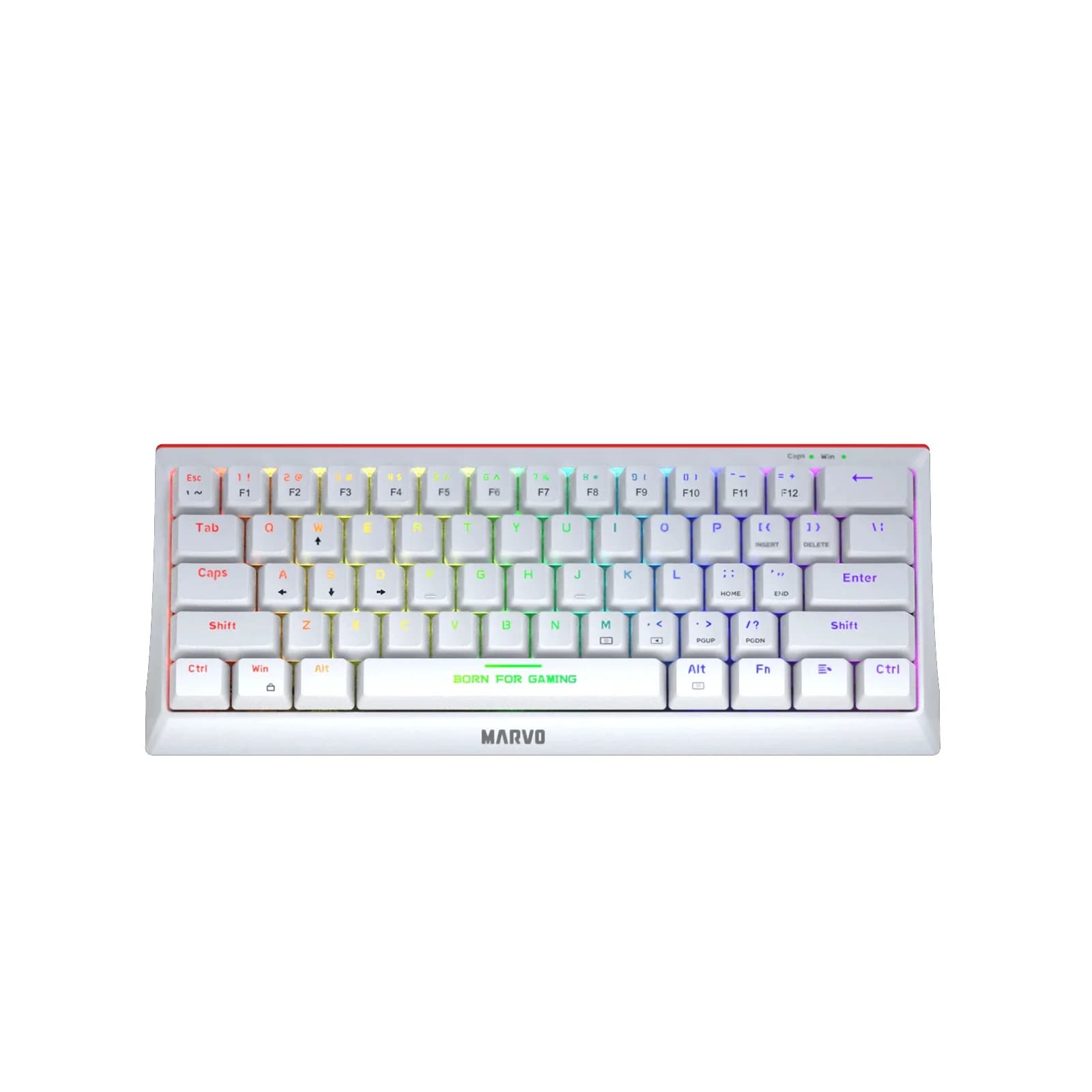 Marvo геймърска клавиатура Gaming Mechanical keyboard 61 keys TKL Hecate 61R WH - KG962G White - RED switches, RGB (English US)