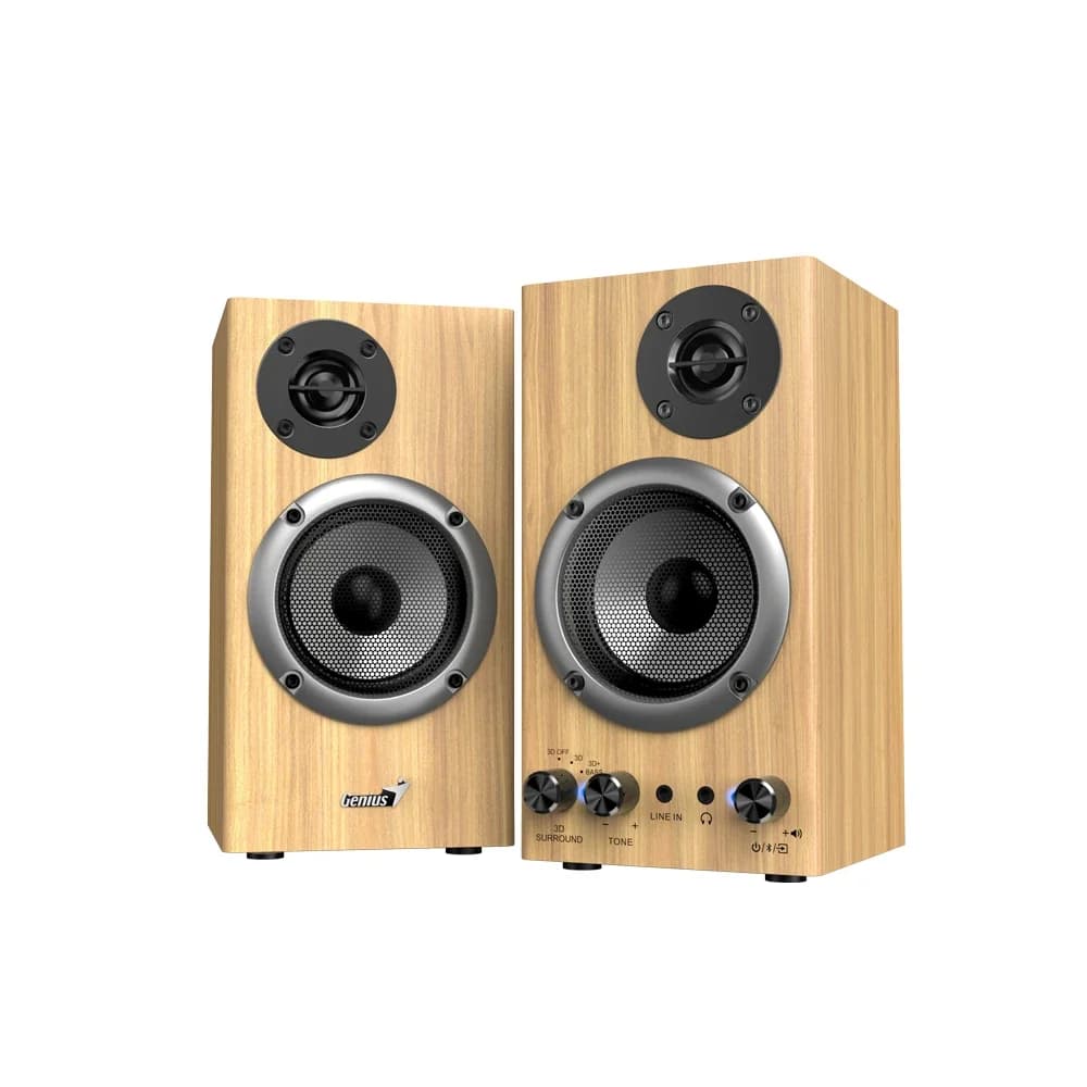 Genius тонколони Speakers 2.0 - SP-HF520BT - 20W RMS, Bluetooth, 3D Surround, Pine Wood
