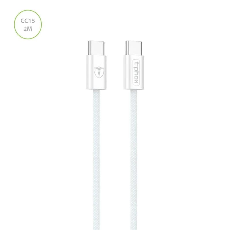 T-PHOX CABLE CC15 SERIES USB-C/USB-C 60W 3A 2M WHITE