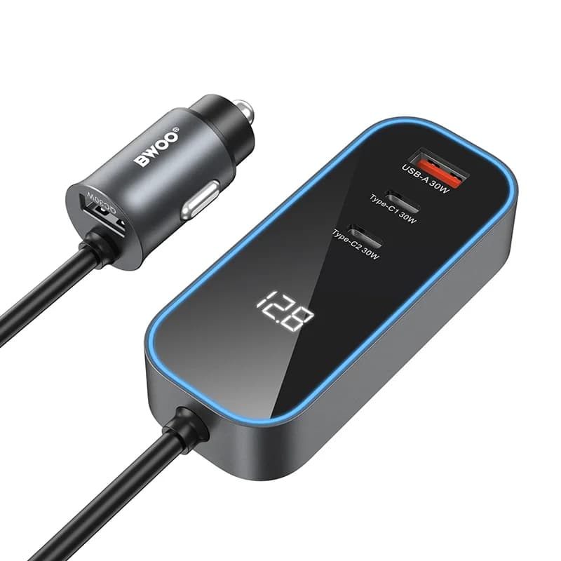 BWOO CC107 PD car charger 1x USB-C - USB-A port 30W black
