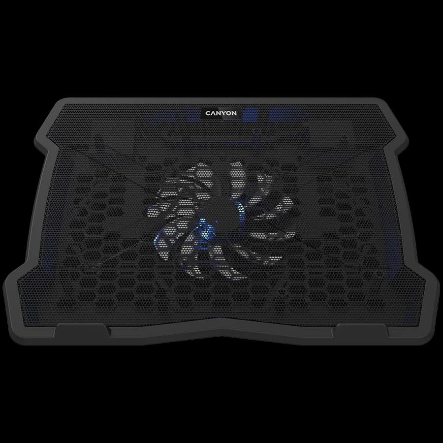 CANYON NS02, Cooling stand single fan with 2x2.0 USB hub, support up to 10”-15.6” laptop, ABS plastic and iron, Fans dimension:125*125*15mm(1pc), DC 5V, fan speed: 800-1000RPM, size:340*265*30mm, 406g