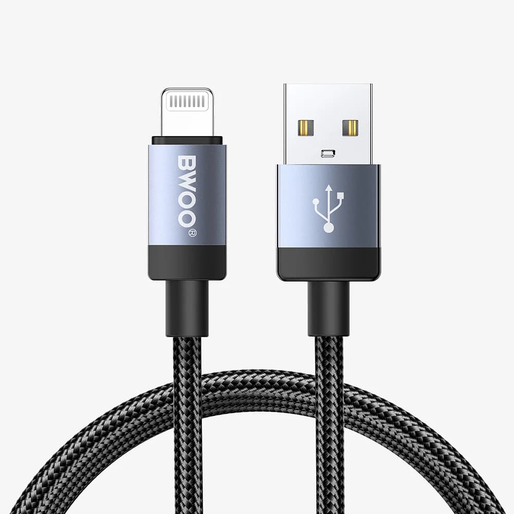 BWOO BO-X401L braided cable USB-A - Lightning 1m Fast Charging 3A black