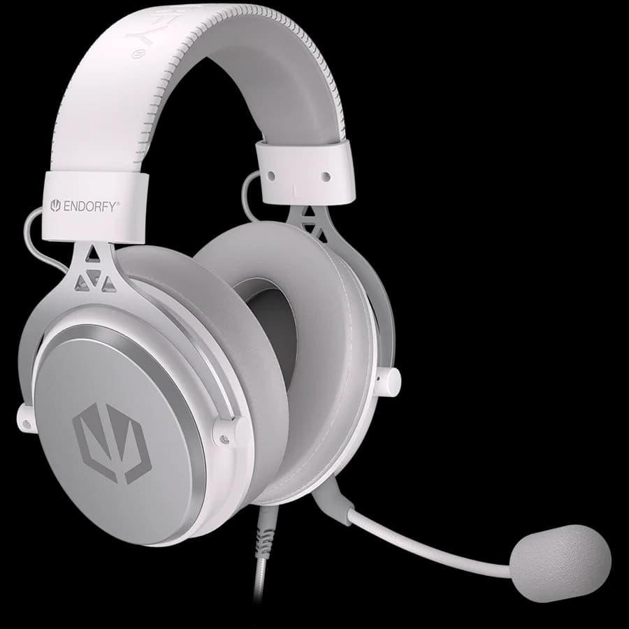 Endorfy Viro Plus USB Onyx White Gaming Headset, 53mm Driver, Memory Foam, USB 7.1 Sound Card, Detachable Microphone, Extra Earpads, 3.5mm Audio Jack, 2 Year Warranty