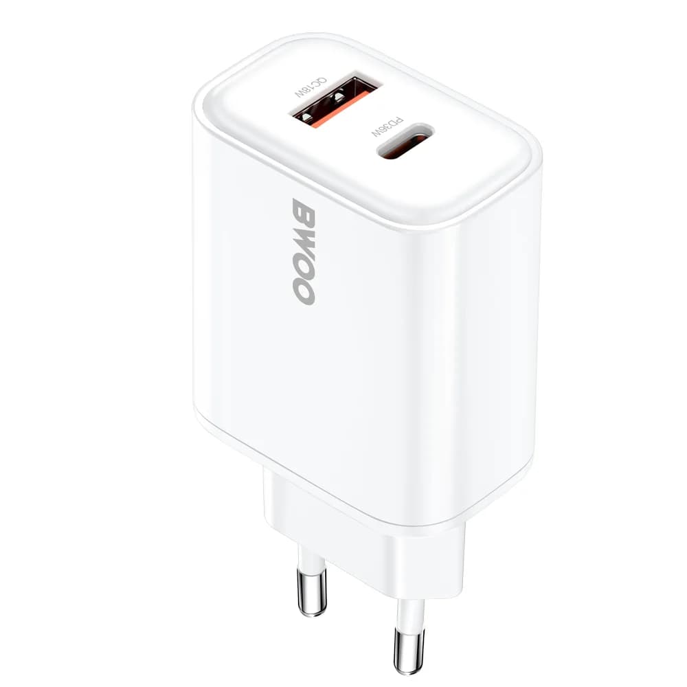 BWOO CDA207 PD 36W wall charger 1x USB-A + USB-C port white