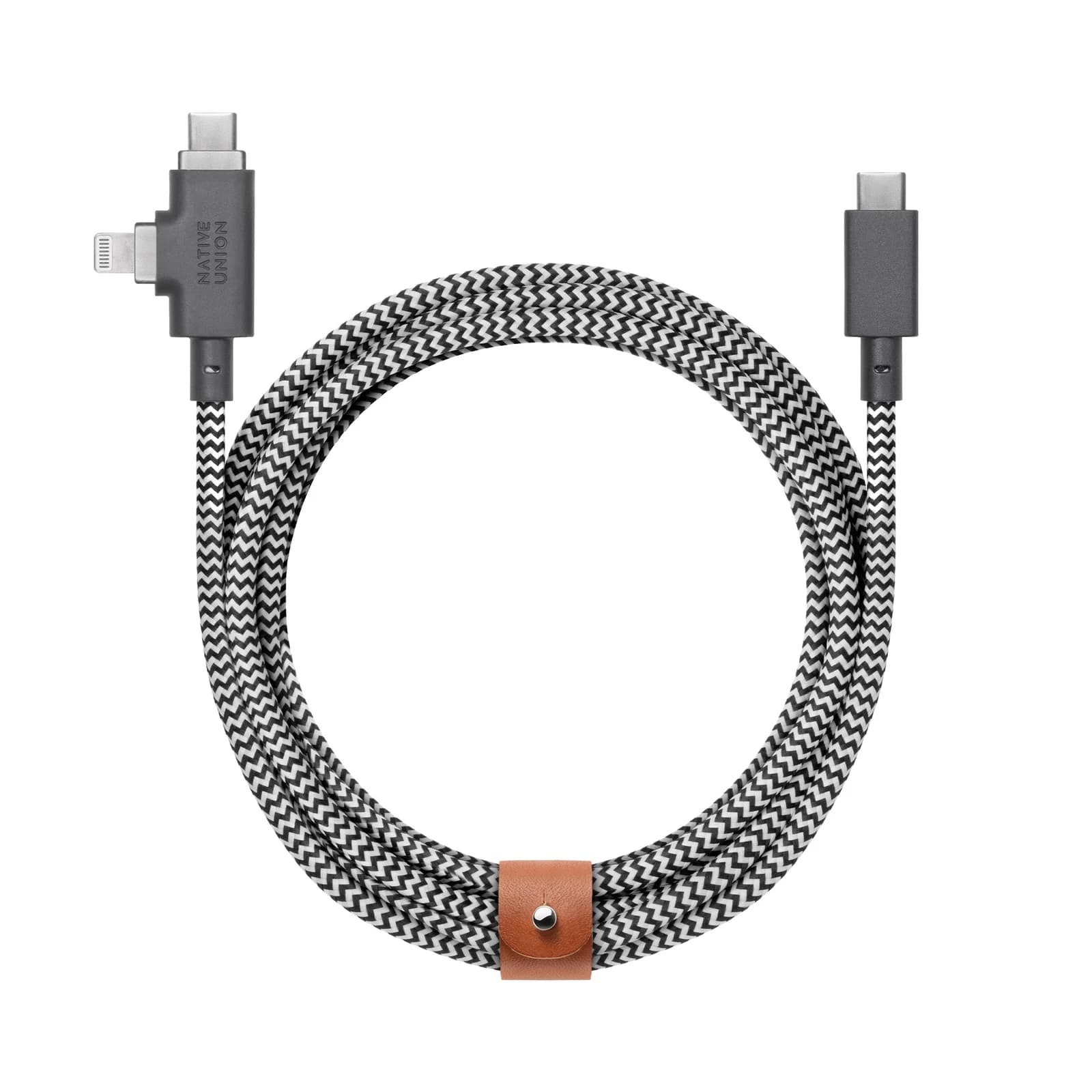 Native Union Belt Cable Duo Pro USB-C to USB-C/Lightning 240W 2,4m - Zebra