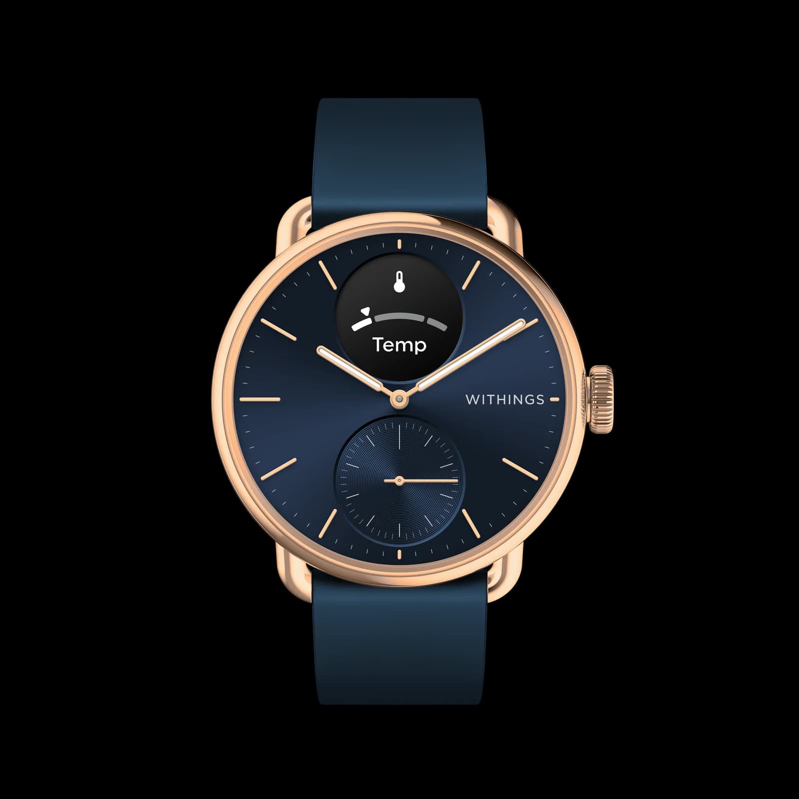 Withings Scanwatch 2 / 38mm (Activity, Sleep Tracker, ECG, Temperature, SPO2 / Stainless steel, fkm wristband, sapphire glass) - Blue