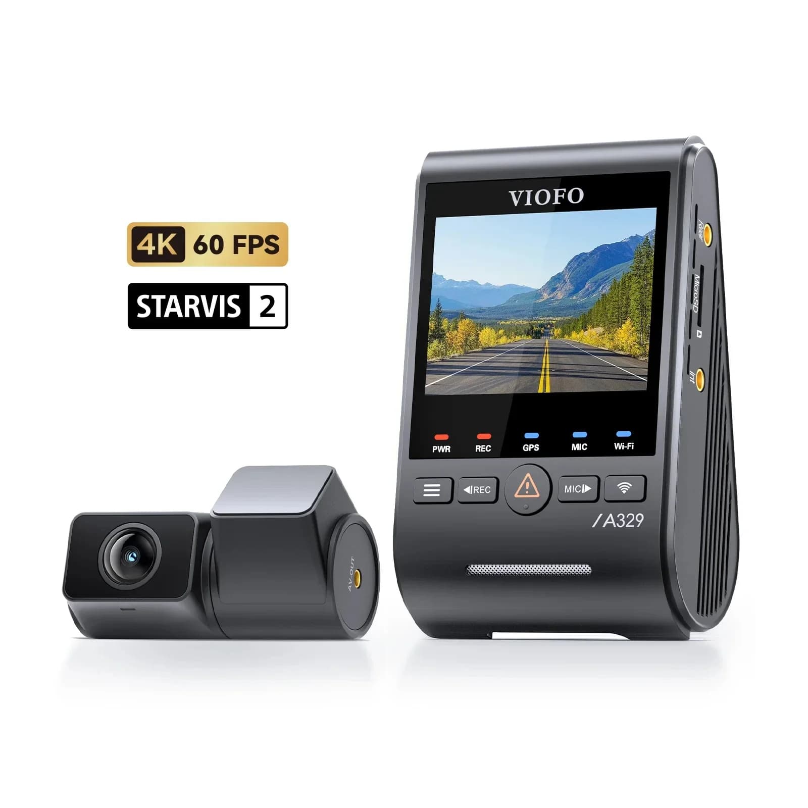 VIOFO Видеорегистратор Dash Cam A329S 2 Channel - 4K, HDR, Dual Sony STARVIS 2, GPS, Bluetooth, Wi-Fi 6