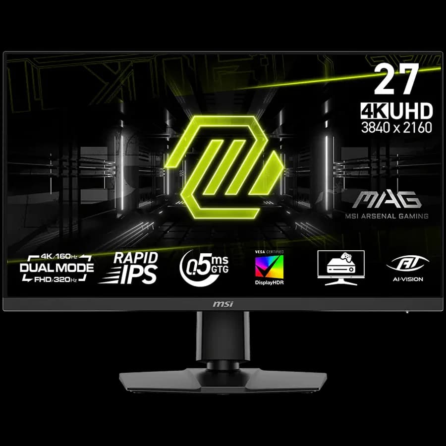 MSI MAG 272URDF E16 Gaming Monitor, 27" 160Hz (320Hz FHD Dual Mode), UHD (3840x2160) 16:9, Rapid IPS Anti-glare, 0.5ms, 400nits, 1000:1, 178/178, AMD FreeSync Premium, DisplayHDR 400, Adj. Stand, 1x DP, 2x HDMI, 1x Headphone out, USB Hub, 3Y
