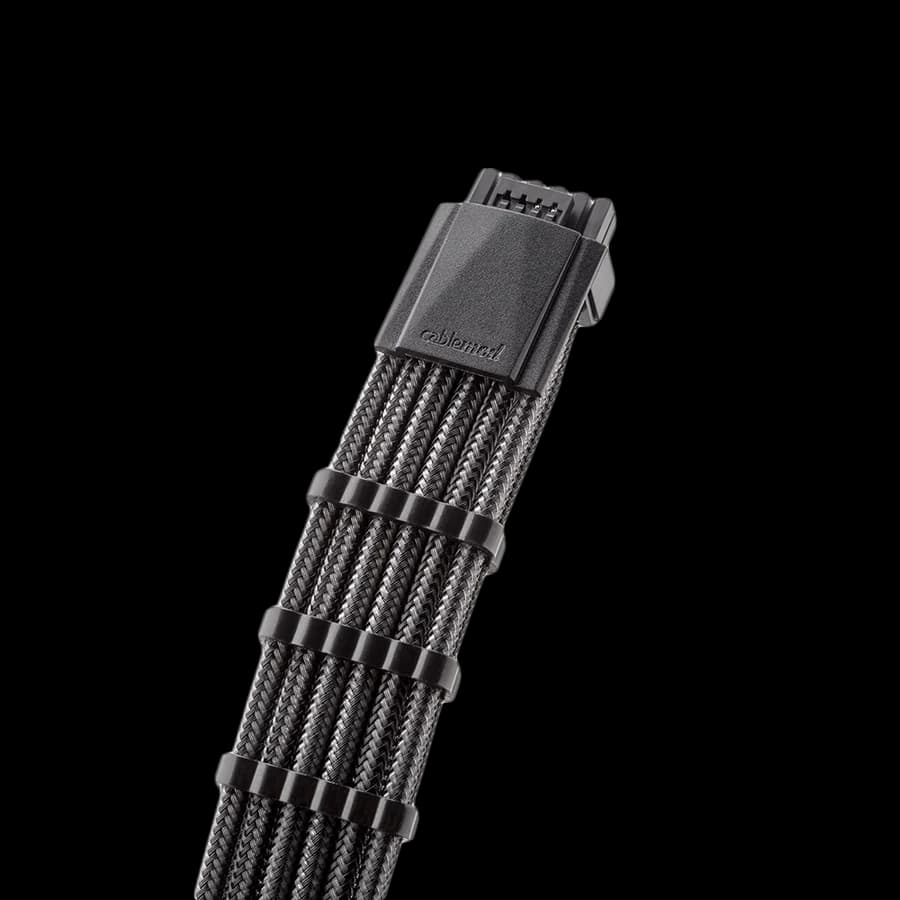 CableMod E-Series Pro ModMesh Sleeved 12VHPWR PCI-e Cable for Super Flower Leadex Platinum / Platinum SE / Titanium / V Gold Pro / V Platinum Pro, EVGA G7 / G6 / G5 / G3 / G2 / P2 / T2 (Carbon, Nvidia 4000 series, 16-pin to Dual 8-pin, 600mm)