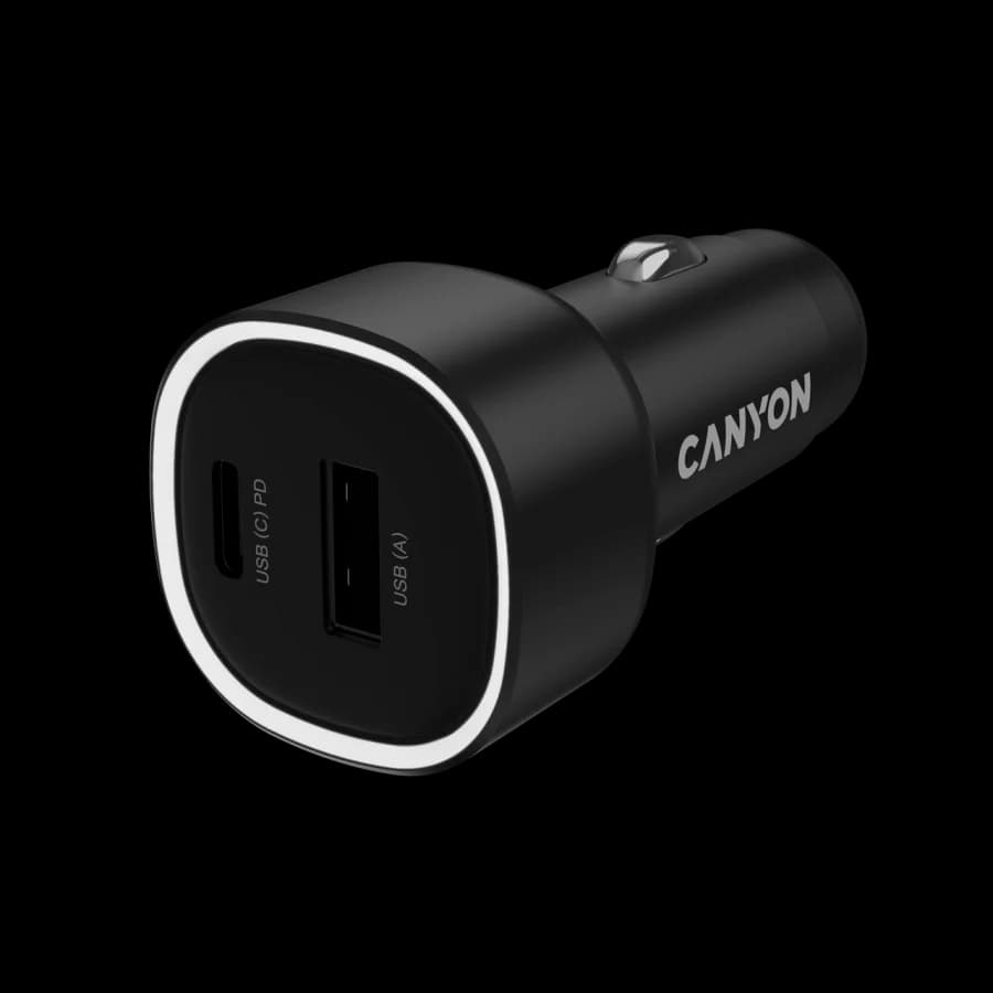 CANYON car charger OnDrive 48 PD 48W USB-A+USB-C Black