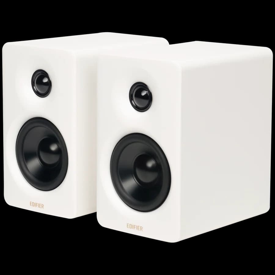 Edifier M60 Bookshelf Speakers, Bluetooth V5.3 (Hi-Res & Hi-Res Wireless), USB-C and 3.5 mm AUX inputs, 1-inch silk-dome tweeters  3-inch long-throw aluminum diaphragm mid-low drivers, 66 W (RMS), touch panel controls, White