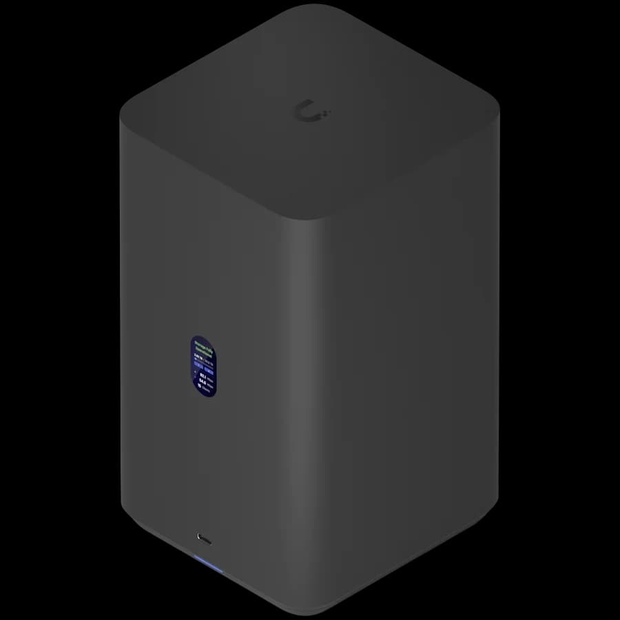 Ubiquiti UniFi UNAS-2-B-EU Network Attached Storage with (2) 3.5inch HDD bays, 2.5 GbE networking, USB-C connectivity, and an included PoE++ adapter, all in a compact footprint, black