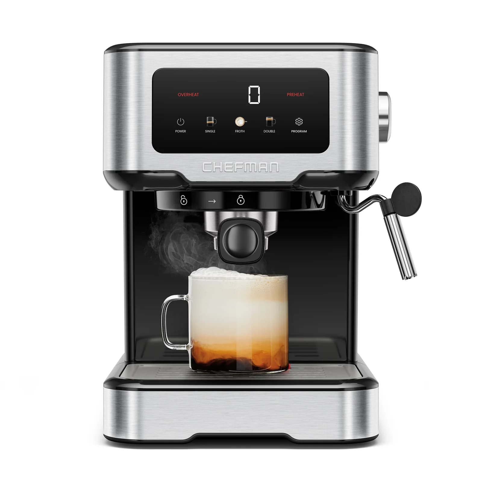 Chefman Easy-Brew Digital Espresso Maker - Stainless Steel