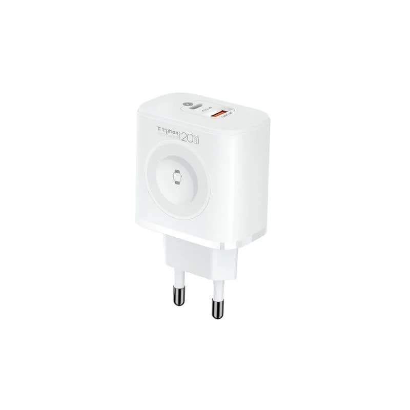 WALL CHARGER T-PHOX T-PP20 GAN iWATCH 3IN1 WHITE