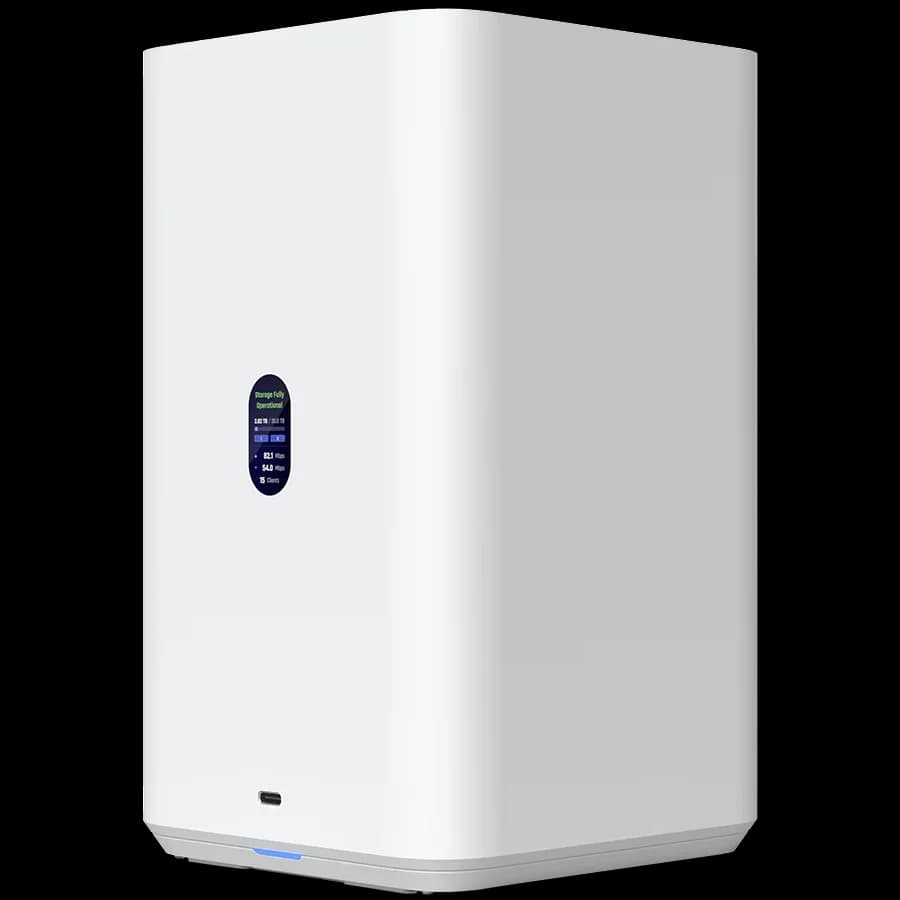 Ubiquiti UniFi  UNAS-2-W-EU Network Attached Storage with (2) 3.5inch HDD bays, 2.5 GbE networking, USB-C connectivity, and an included PoE++ adapter, all in a compact footprint