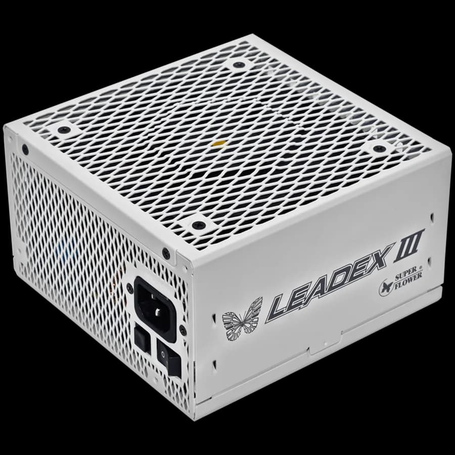 Super Flower Leadex III Gold 1000W ATX 3.1 80 Plus Gold, Fully Modular, Flat White Cables, 140mm Fan, White, 7 Year Warranty