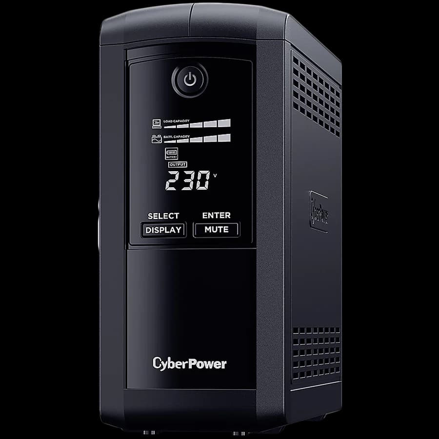 CyberPower UPS  AVR, 1000VA/550W, Line-Interactive LCD display ,4x Schuko, Runtime at 90W ( min ):44, Surge and Spike protection; VP1000ELCD