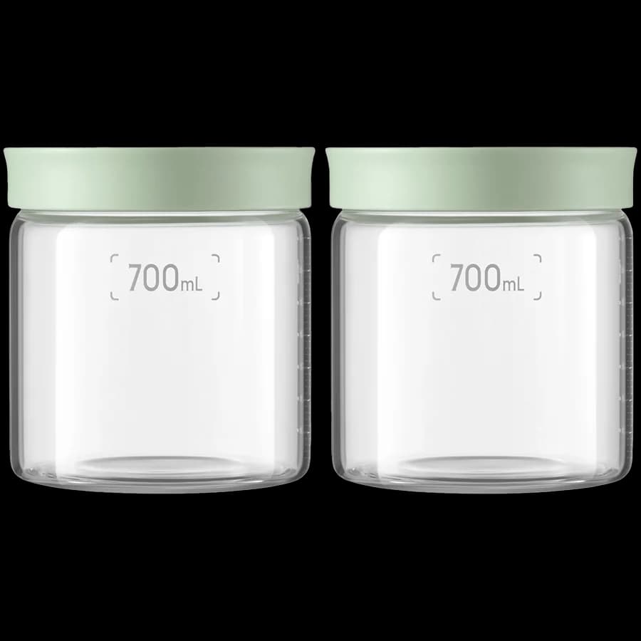 BUYDEEM Glass storage box 700ml x2, model CS1014, color Cozy Greenish