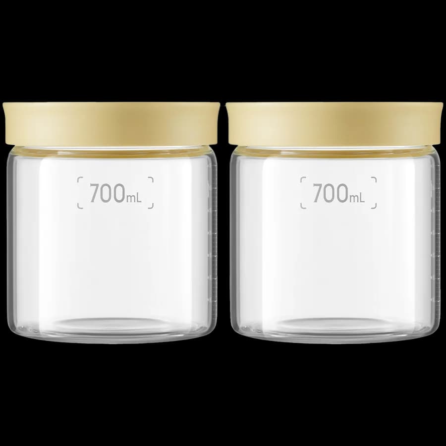 BUYDEEM Glass storage box 700ml x2, model CS1014, color Mellow Yellow