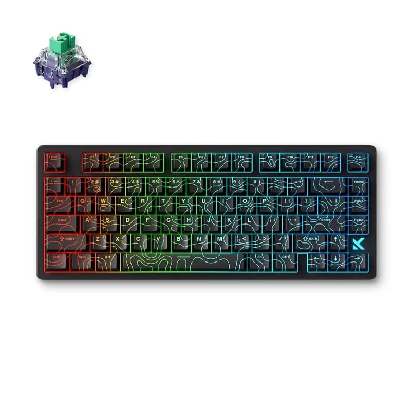 MCHOSE геймърска механична клавиатура Gaming Mechanical Keyboard Jet75 Topographic - 8K, Kailh Magnetic God Switch [Linear] (English US), Black