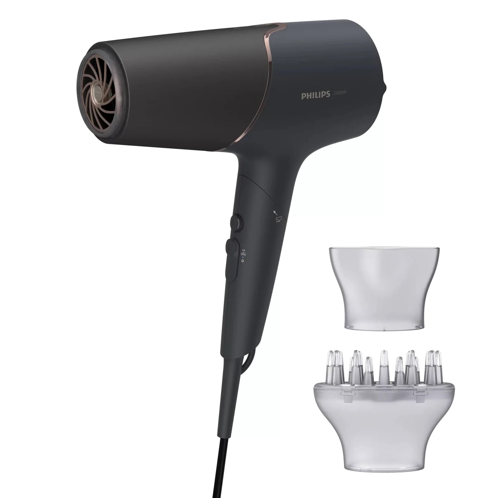 PHILIPS Сешоар 2300W Series 5000 ThermoShield технология йонна грижа 6 степени цвят черен