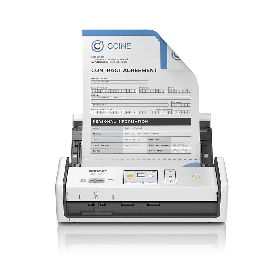 BROTHER ADS-1800W Compact portable document scanner Duplex Wi-Fi LCD