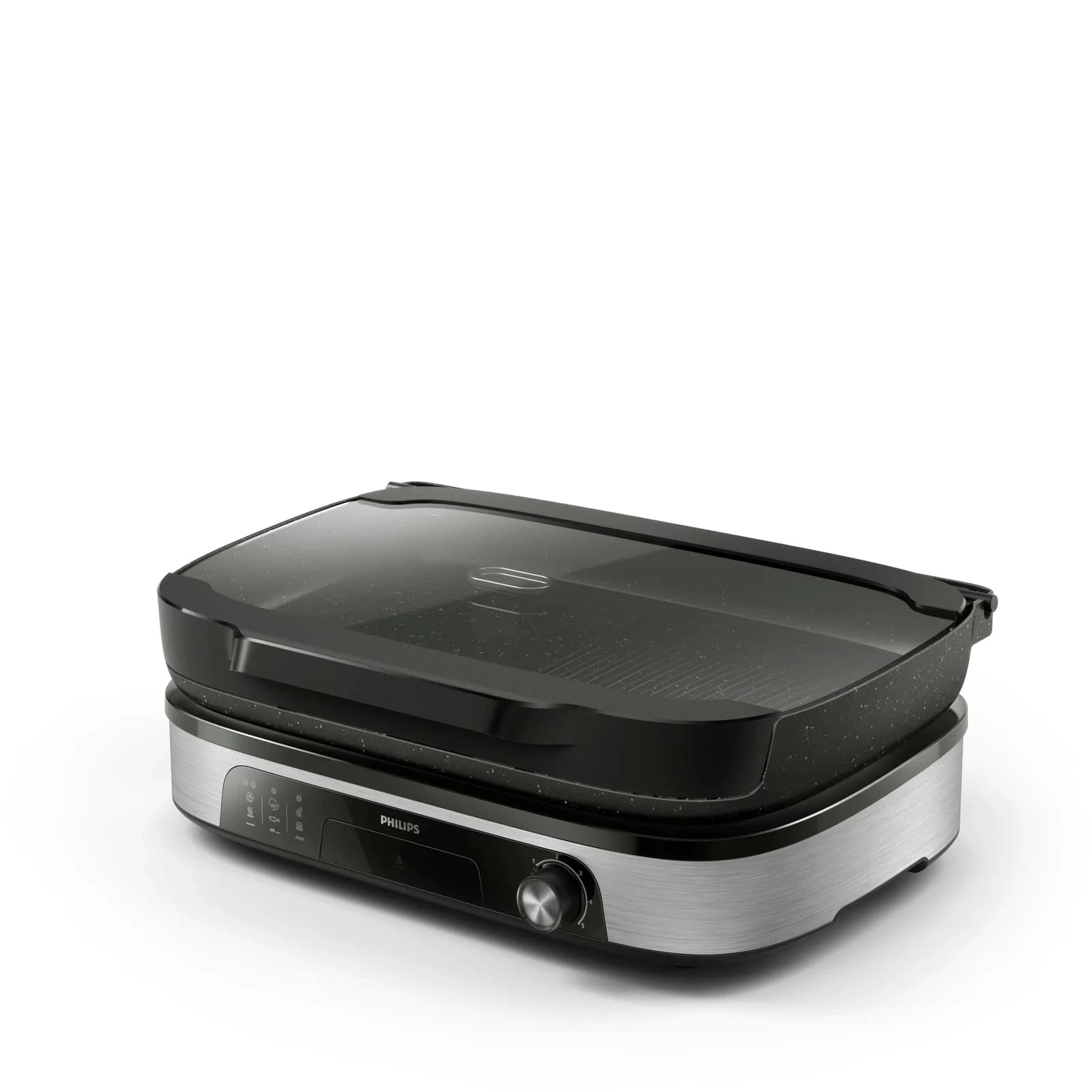PHILIPS Контактен грил 2400W 5 температурни нива стъклен капак каменно покритие