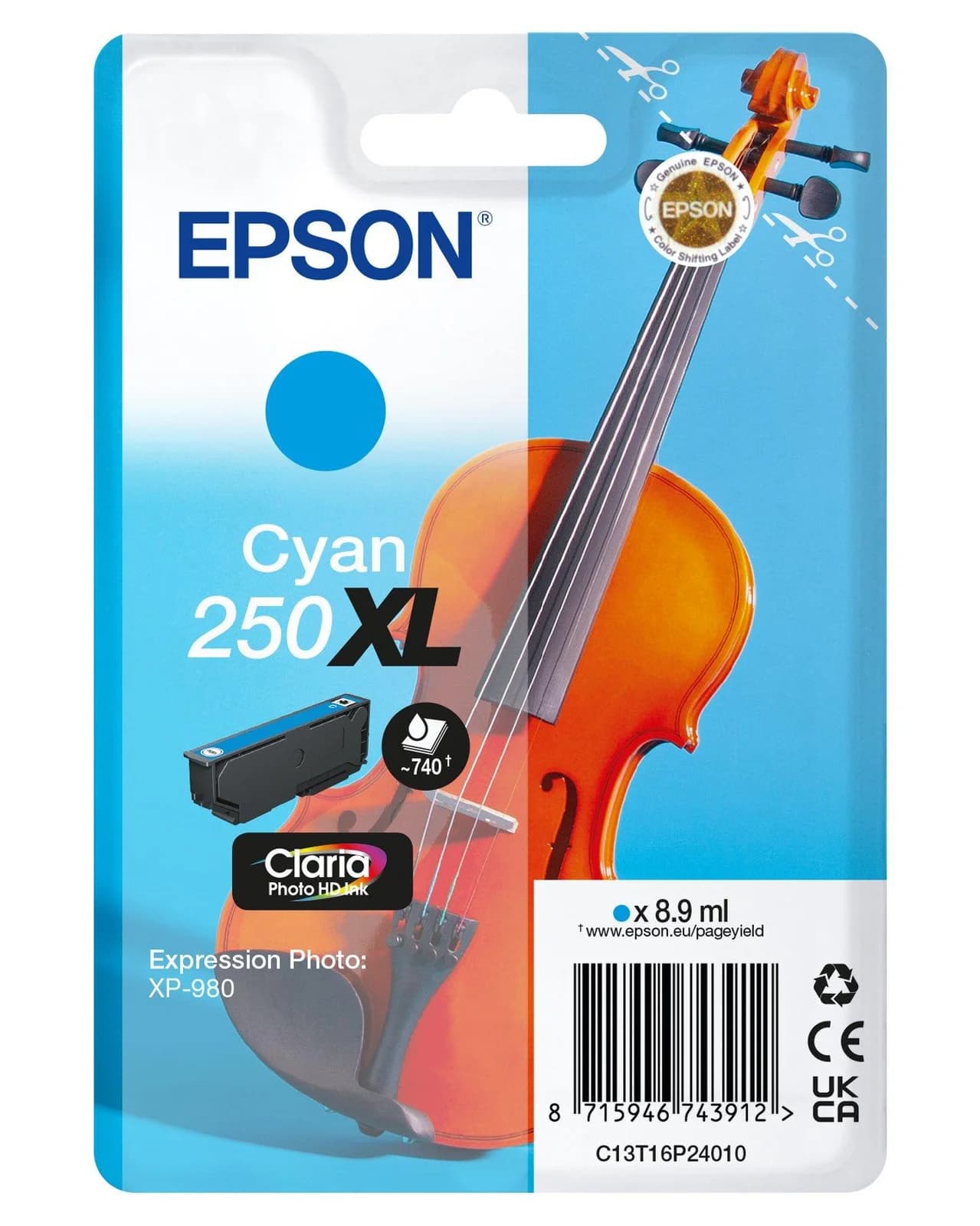 EPSON Singlepack Cyan 250XL ink