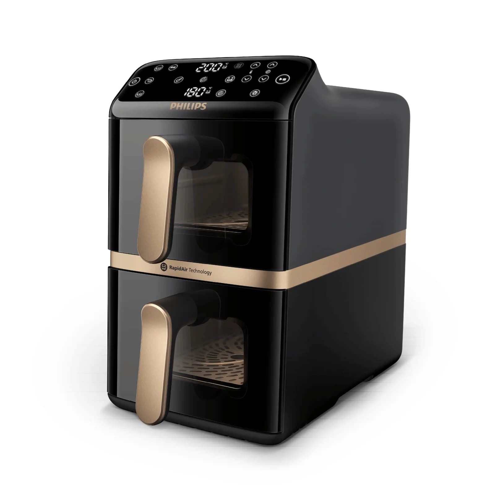 PHILIPS Airfryer Series 4000 с вертикални кошници 2 х 5л сензорен екран с 6 програми