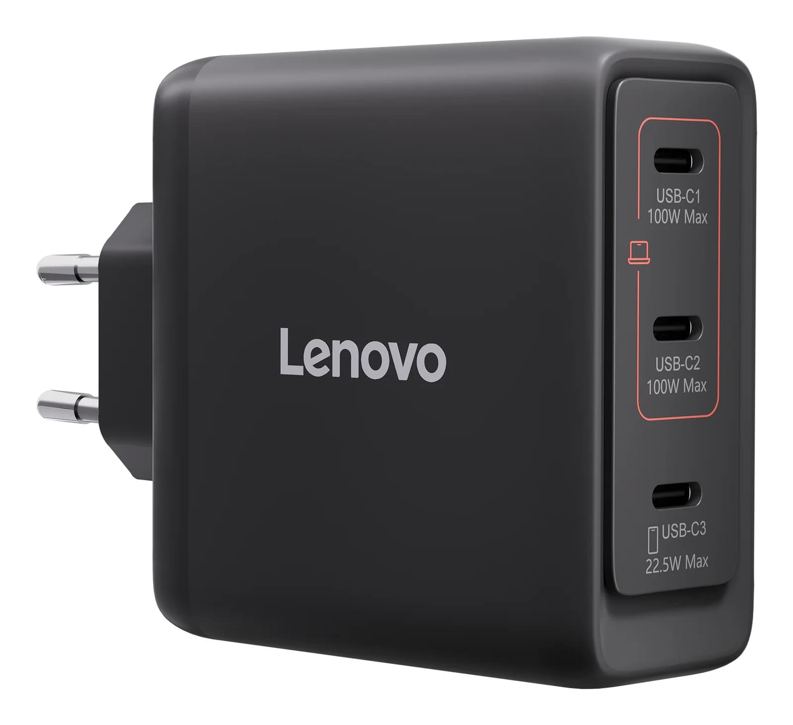 LENOVO Multi-port USB-C 100W GaN Charger Black -EU