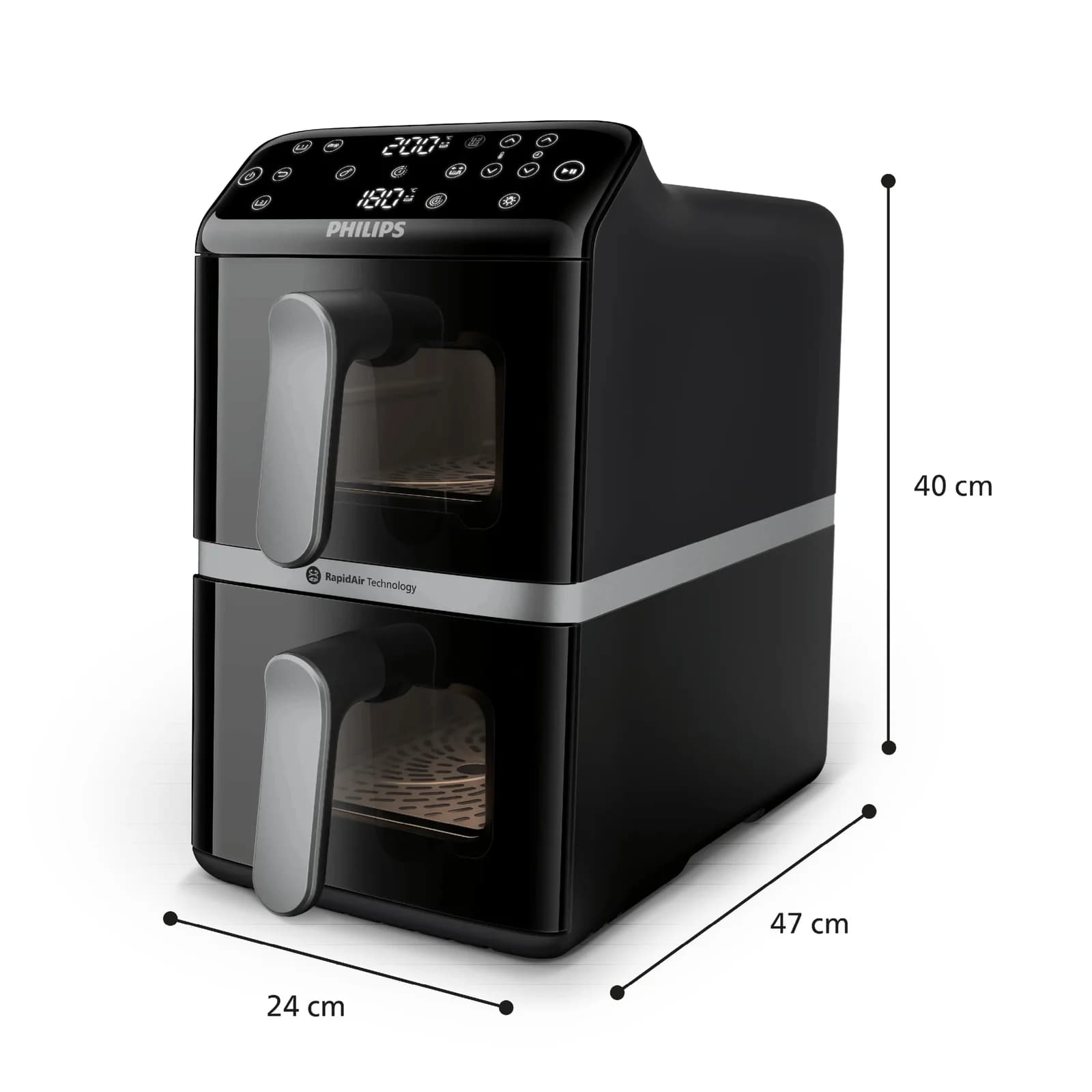 PHILIPS Airfryer Series 4000 с вертикални кошници 2 х 5л сензорен екран с 6 програми