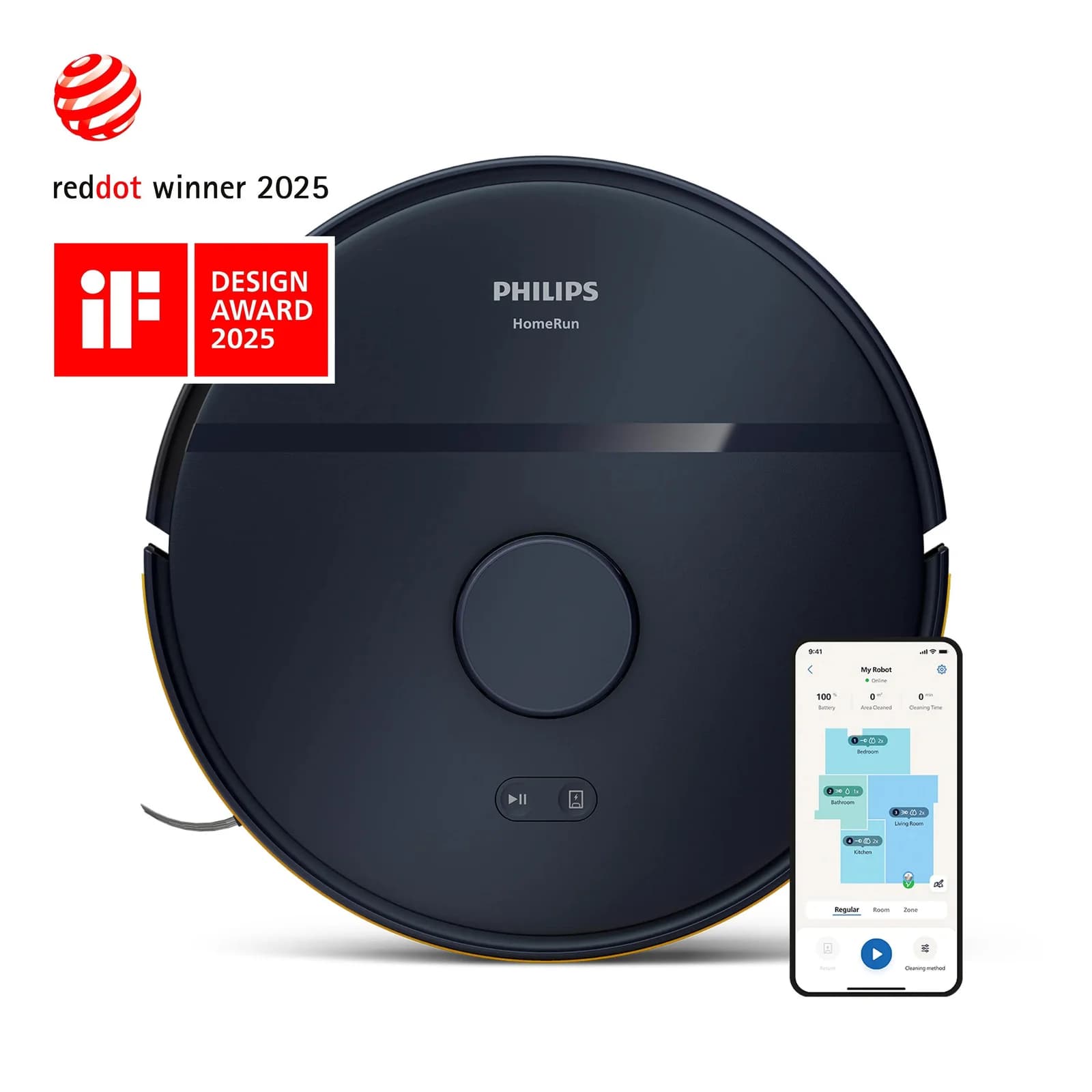PHILIPS Прахосмукачка-робот HomeRun 2000 Series до 120 мин работа с една зареждане сухо и мокро почистване