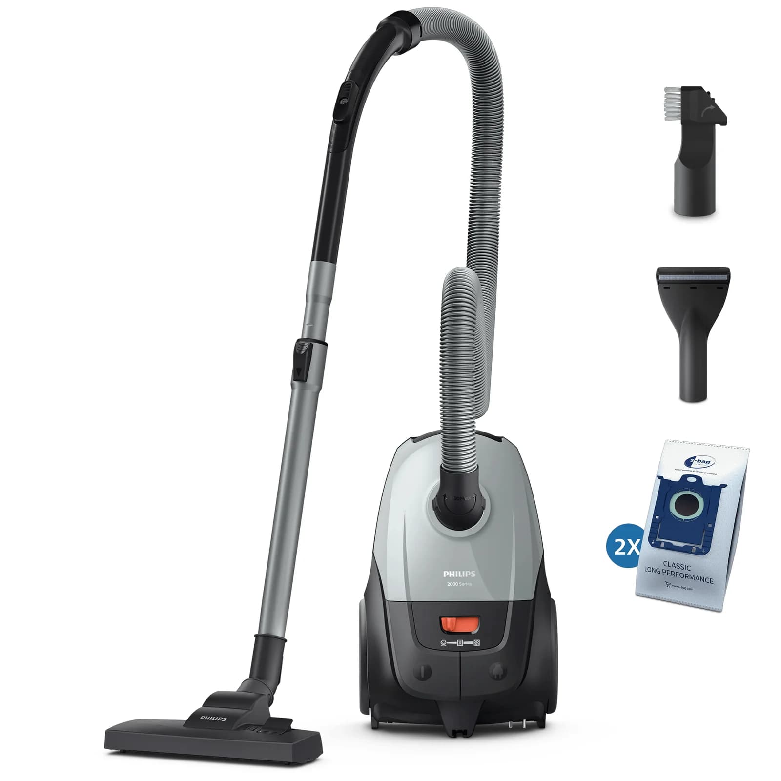 PHILIPS Прахосмукачка с торба Series 2000 сив цвят
