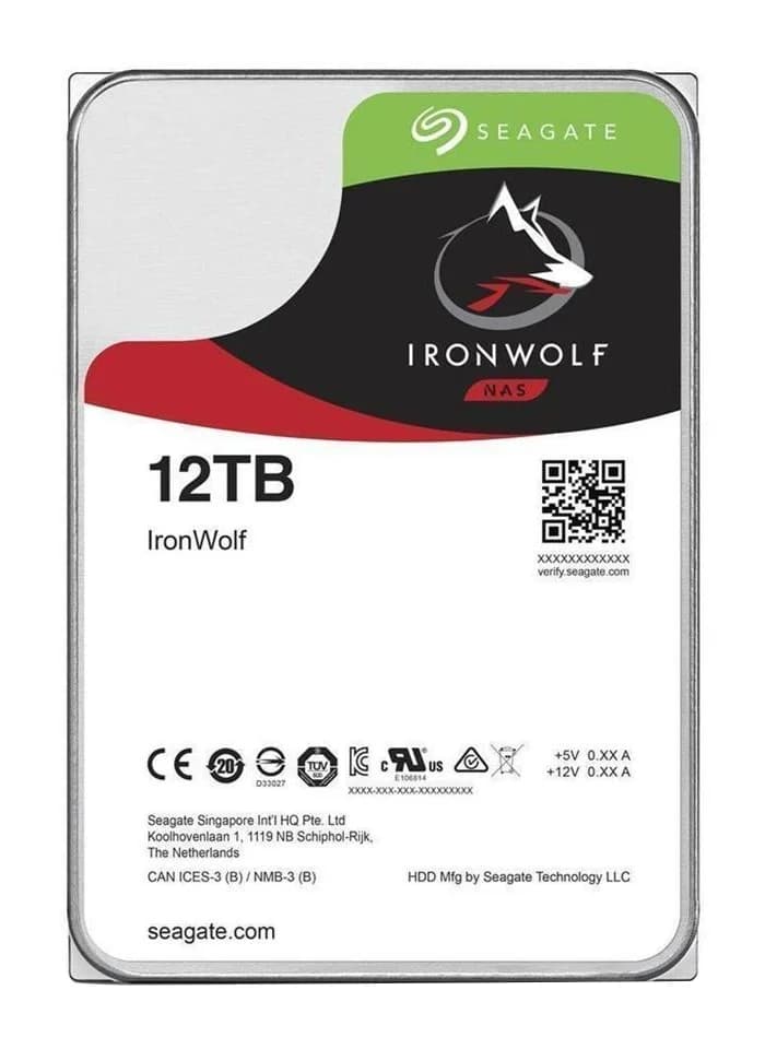 SEAGATE NAS HDD 12TB IronWolf 7200rpm 6Gb/s SATA 256MB cache 3.5inch 24x7 CMR for NAS and RAID