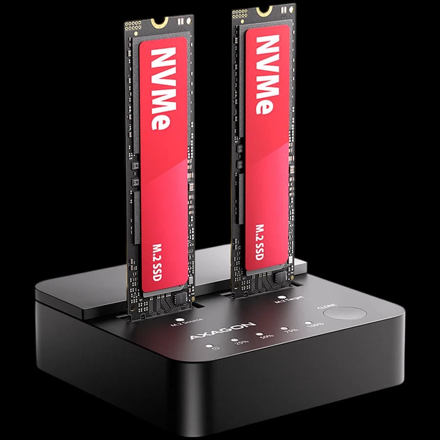 ADSA-M2C22L USB-C 20Gbps docking station for 2 x M.2 NVMe SSD with disk cloning function without PC