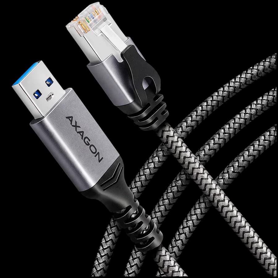 AXAGON ADE-AM15 USB-A 3.2 Gen 1 - RJ-45 cable, Gigabit Ethernet 10/100/1000, 1.5m, braid