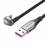 Кабел Vention USB 3.1 Type-C / USB 2.0 AM - 1M Black U-Shaped, Aluminum Alloy 5A - COHHF