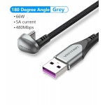 Кабел Vention USB 3.1 Type-C / USB 2.0 AM - 1M Black U-Shaped, Aluminum Alloy 5A - COHHF Кабел Vention USB 3.1 Type-C / USB 2.0 AM - 1M Black U-Shaped, Aluminum Alloy 5A - COHHF
