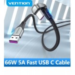 Кабел Vention USB 3.1 Type-C / USB 2.0 AM - 1M Black U-Shaped, Aluminum Alloy 5A - COHHF Кабел Vention USB 3.1 Type-C / USB 2.0 AM - 1M Black U-Shaped, Aluminum Alloy 5A - COHHF