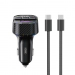 Трансмитер FM, XO-BCC17 Bluetooth MP3 car charger 30W черен + кабел USB-C - USB-C