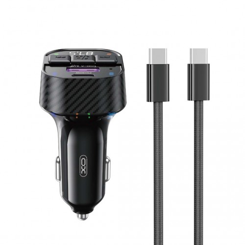 Трансмитер FM, XO-BCC17 Bluetooth MP3 car charger 30W черен + кабел USB-C - USB-C Трансмитер FM, XO-BCC17 Bluetooth MP3 car charger 30W черен + кабел USB-C - USB-C