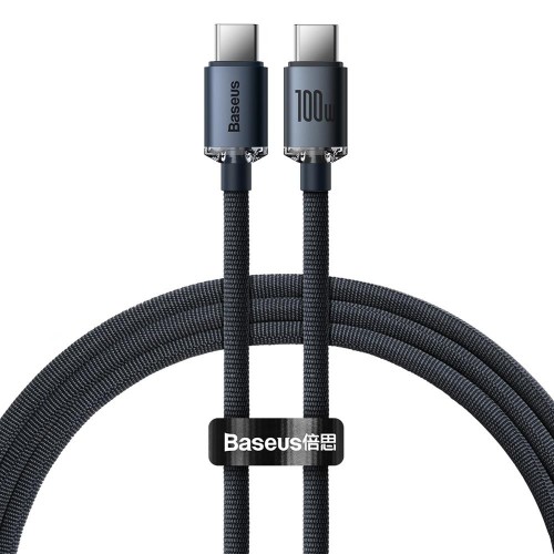 Кабел Baseus Crystal Shine USB-C - USB-C 1,2 m 100W CAJY000601, Черен
