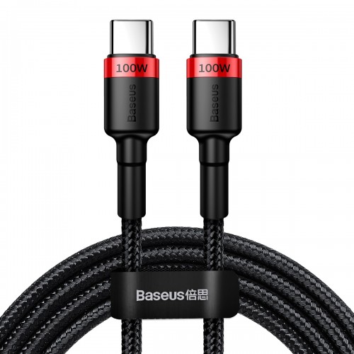 Кабел Baseus Cafule PD USB-C - USB-C 2,0 m 5A 100W CATKLF-AL91, Червено-Черно