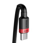 Кабел Baseus Cafule PD USB-C - USB-C 2,0 m 5A 100W CATKLF-AL91, Червено-Черно