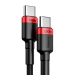Кабел Baseus Cafule PD USB-C - USB-C 2,0 m 5A 100W CATKLF-AL91, Червено-Черно
