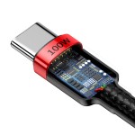 Кабел Baseus Cafule PD USB-C - USB-C 2,0 m 5A 100W CATKLF-AL91, Червено-Черно