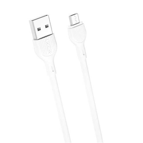 Кабел за зареждане и данни XO cable NB200 USB - microUSB 1,0m 2.1A, Бял