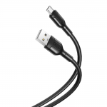 Кабел за зареждане и данни XO cable NB212 USB - microUSB 1,0 m 2,1A Черен