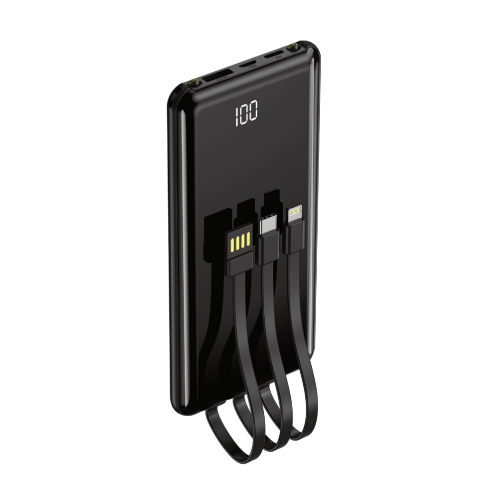 Външна батерия Setty power bank 10000 mAh with cables PB-WK-101 Черна Външна батерия Setty power bank 10000 mAh with cables PB-WK-101 Черна