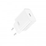 Мрежово зарядно устройство XO CE15 PD 20W 1x USB-C бяло + USB-C - Lightning кабел